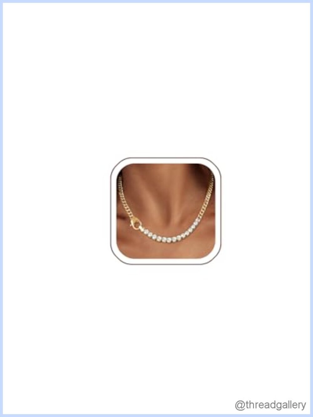Tennis Necklace 14K Gold Plated Rhinestone Butterfly Choker Cubic Zirconia